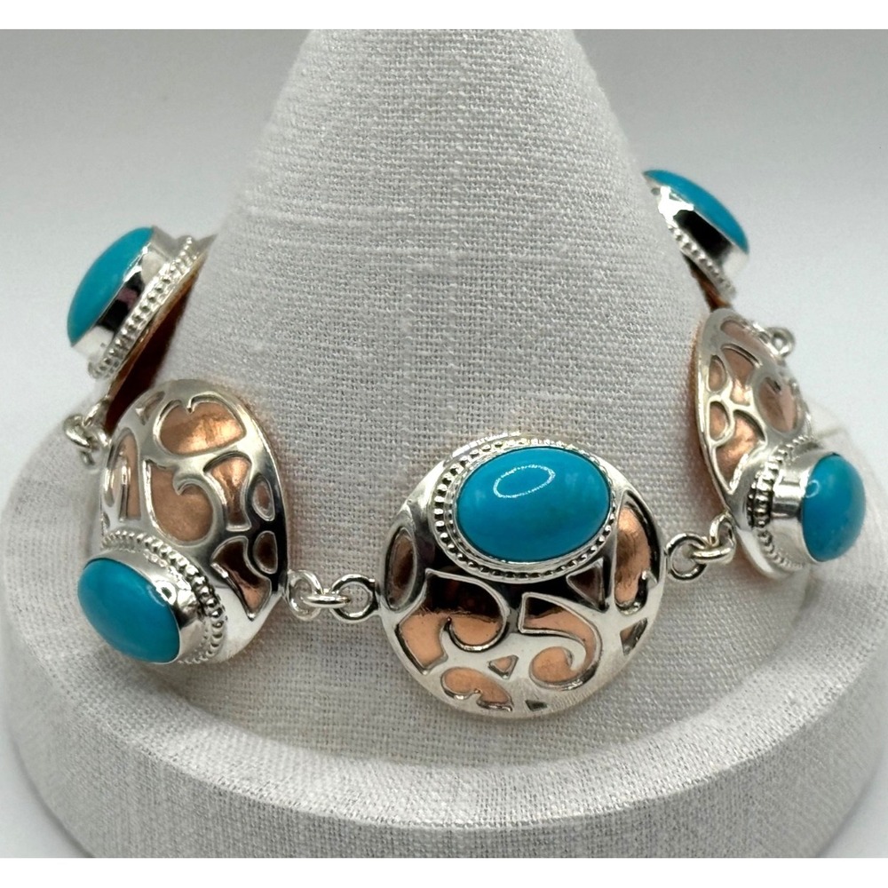 Jay King Sterling Silver Copper Turquoise Gallery Toggle Bracelet